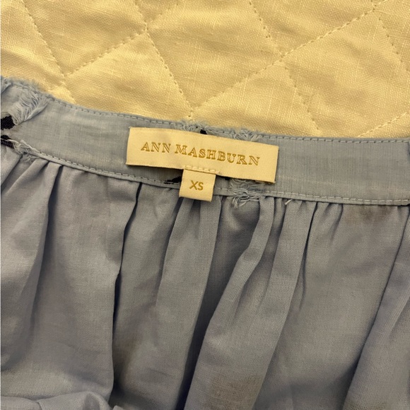 Ann Mashburn Blue Floral Printed Ruched Waist Long Dress Womens XS 100% Cotton - Picture 9 of 14